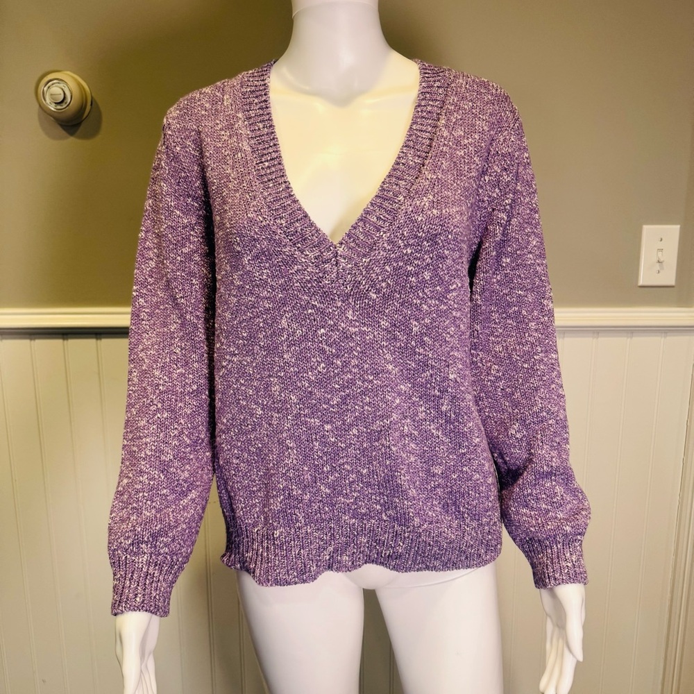 Chinti & Parker Heathered Purple V-Neck Sweater